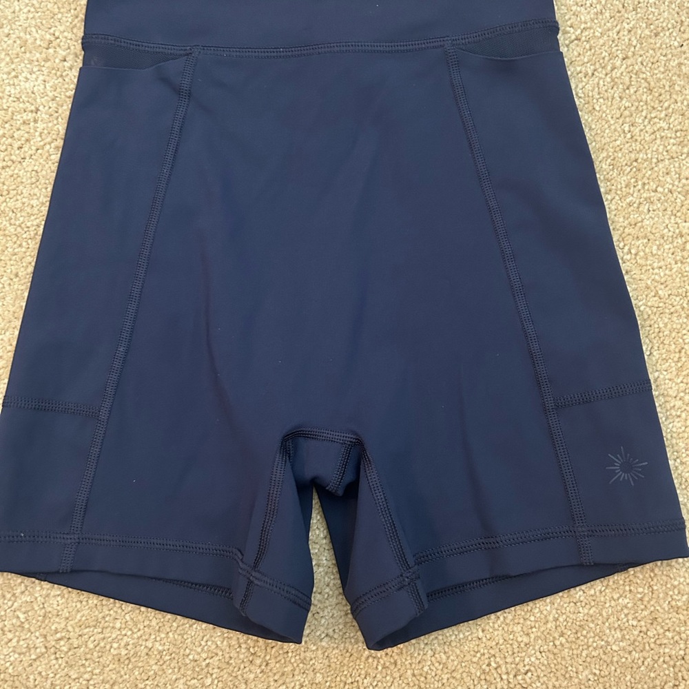 Navy Blue Aerie bike shorts with pockets